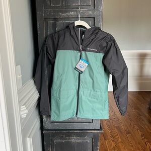 Boys Columbia Dark Gray and Green Rain Zilla jacket sz M (10-12) NWT